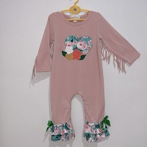 Baby girl ruffle fringe romper